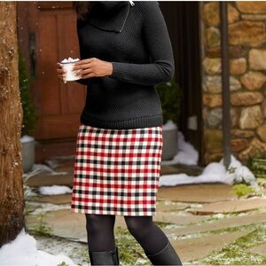 TALBOTS Plaid Pencil Wool Blend Mini Skirt
